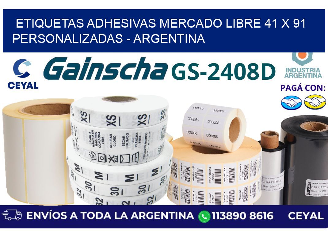 etiquetas adhesivas mercado libre 41 x 91 personalizadas – Argentina
