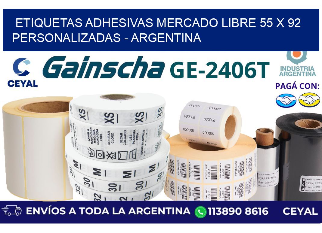 etiquetas adhesivas mercado libre 55 x 92 personalizadas – Argentina