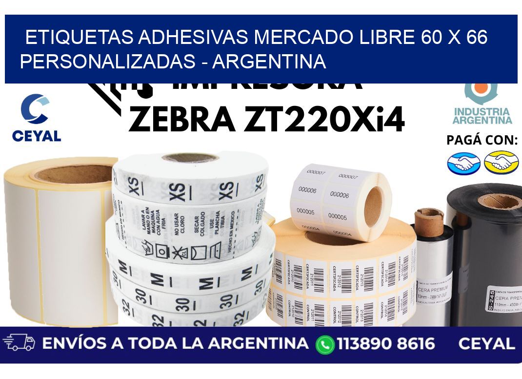 etiquetas adhesivas mercado libre 60 x 66 personalizadas - Argentina
