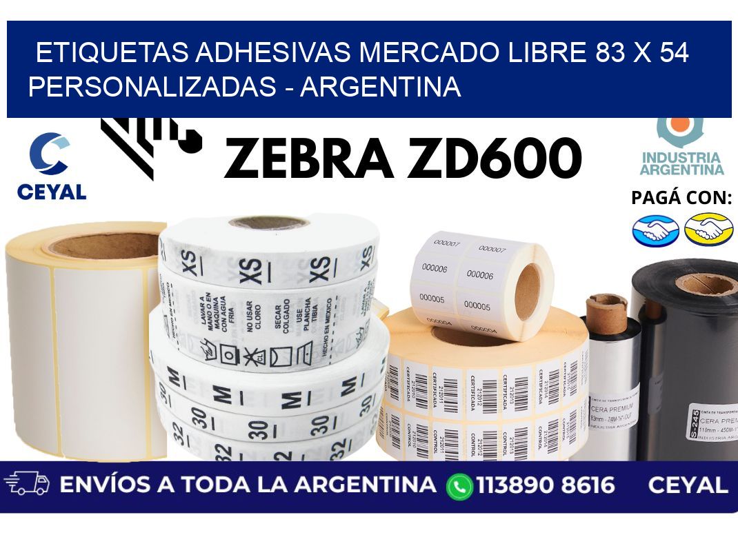 etiquetas adhesivas mercado libre 83 x 54 personalizadas - Argentina