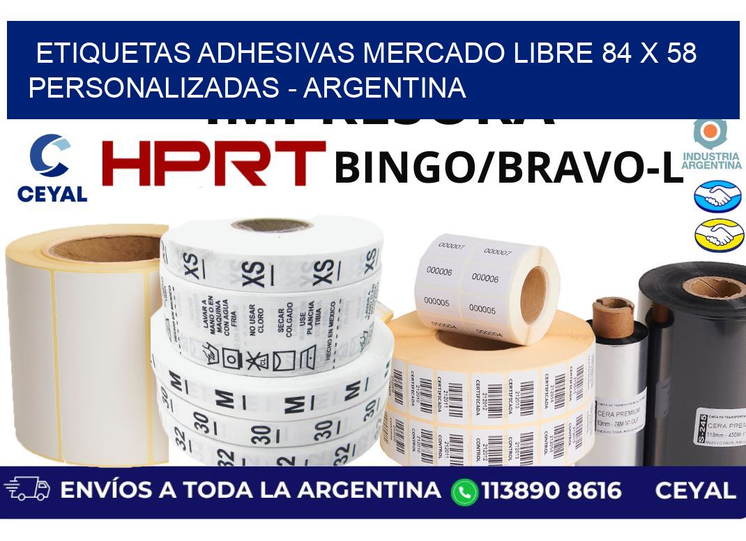 etiquetas adhesivas mercado libre 84 x 58 personalizadas - Argentina