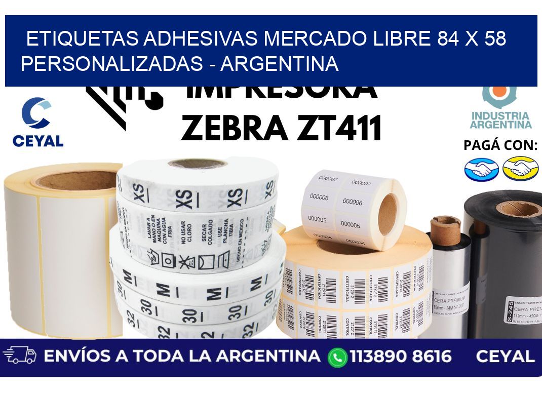 etiquetas adhesivas mercado libre 84 x 58 personalizadas – Argentina