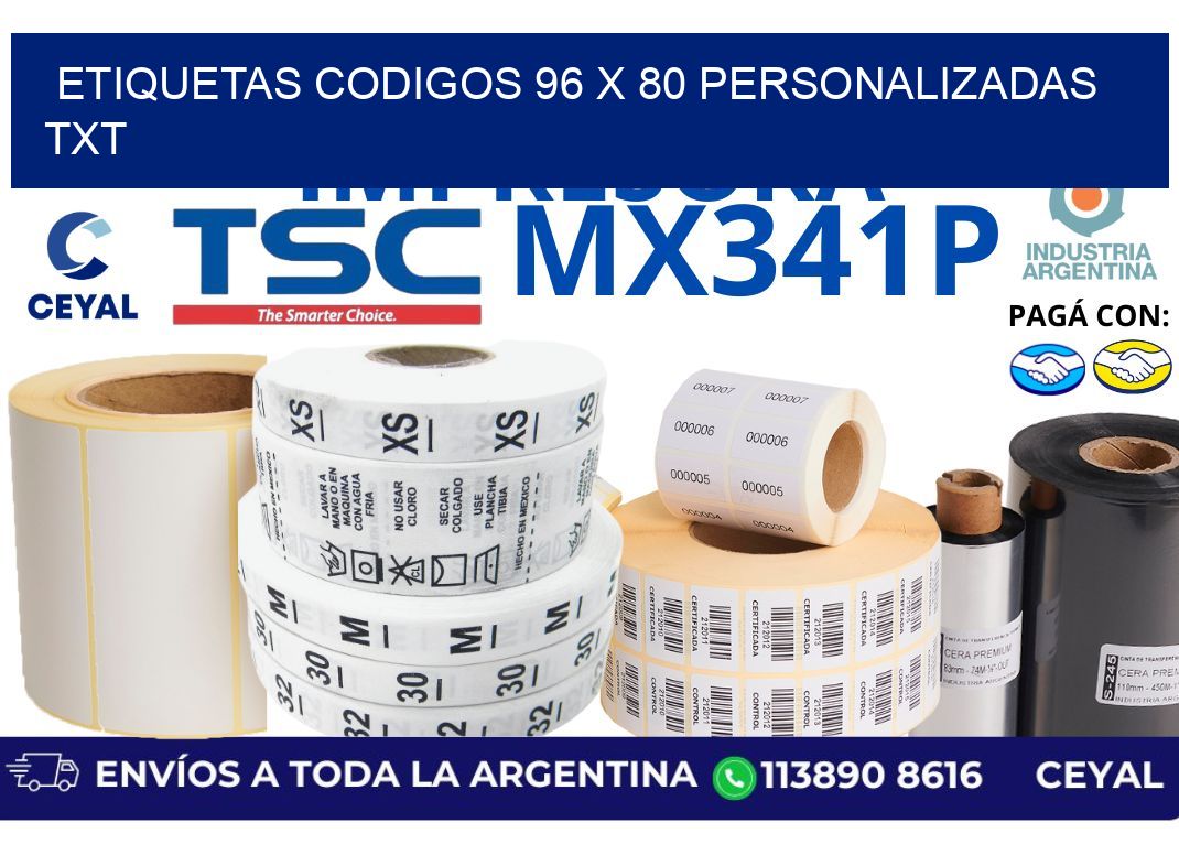 etiquetas codigos 96 x 80 personalizadas txt