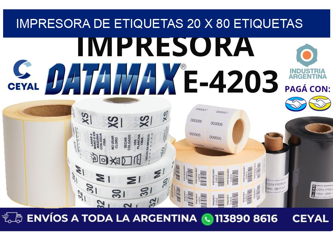 impresora de etiquetas 20 x 80 etiquetas