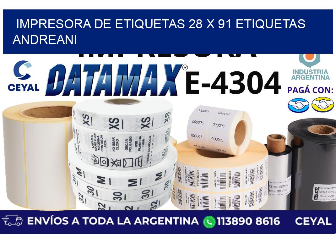 impresora de etiquetas 28 x 91 etiquetas andreani