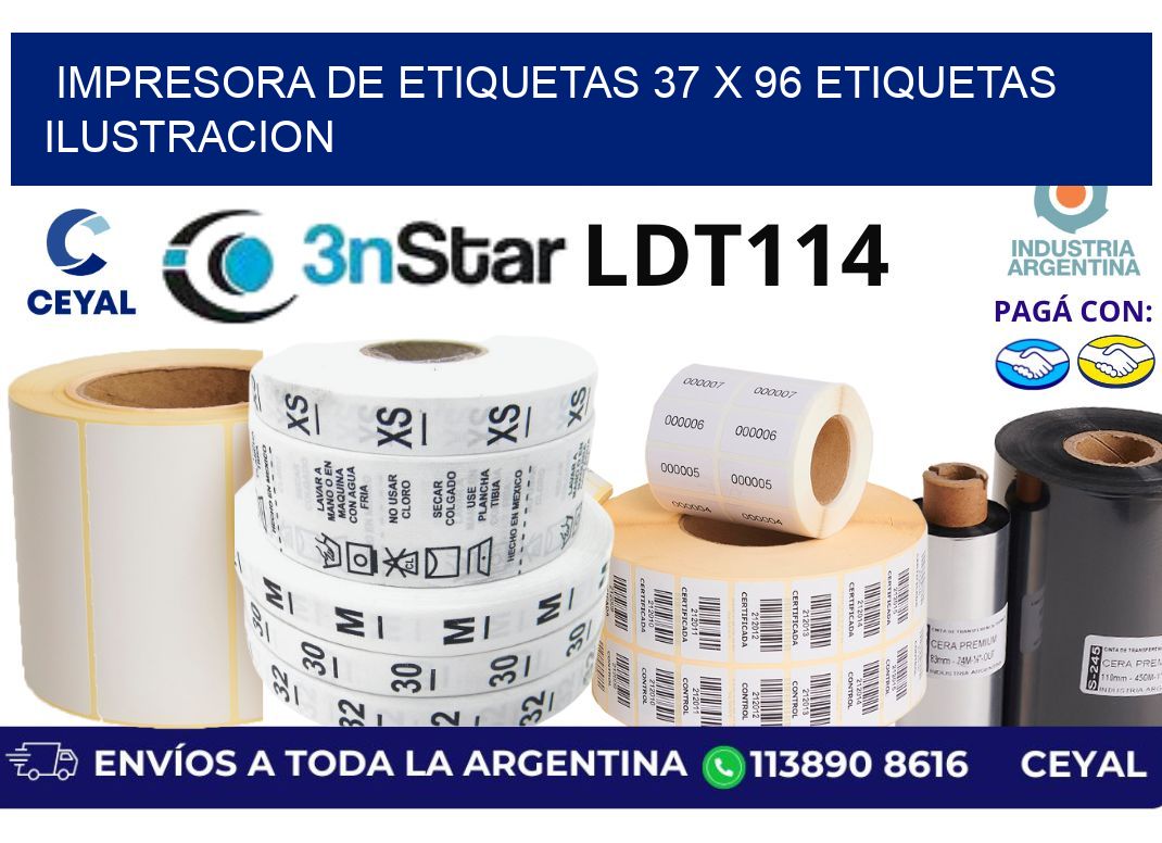 impresora de etiquetas 37 x 96 etiquetas ilustracion