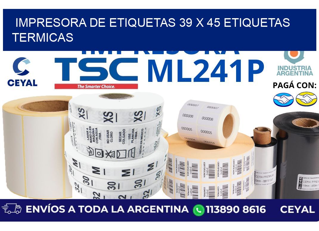 impresora de etiquetas 39 x 45 etiquetas termicas