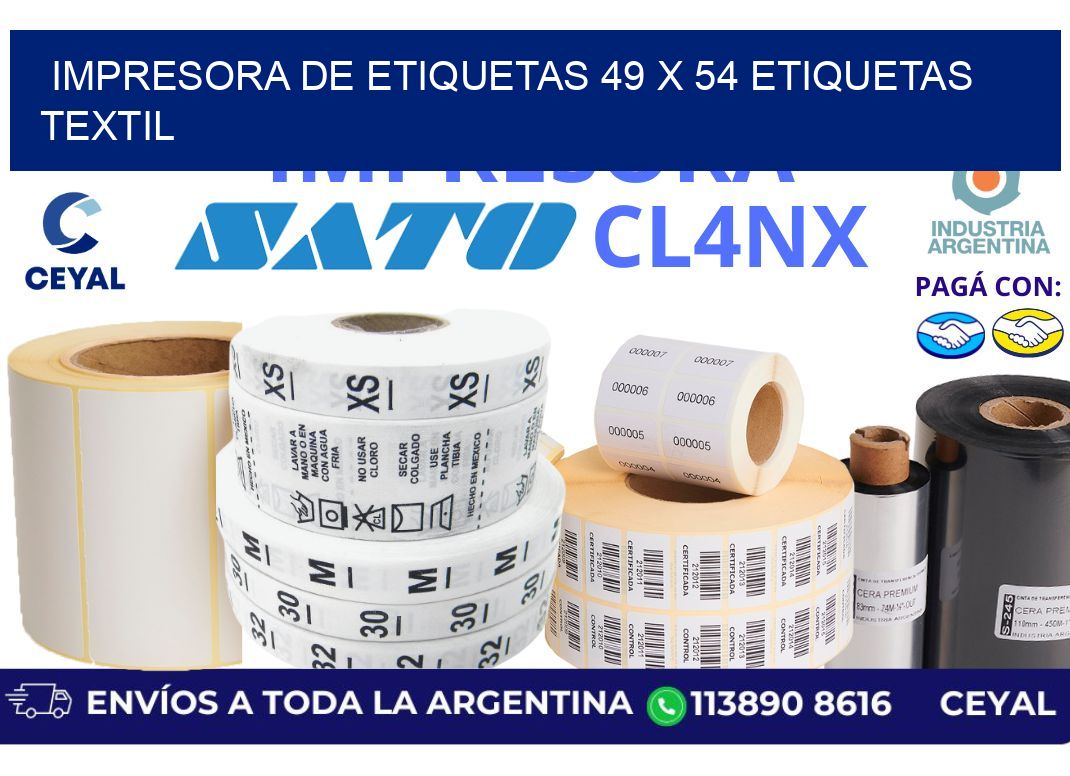 impresora de etiquetas 49 x 54 etiquetas textil