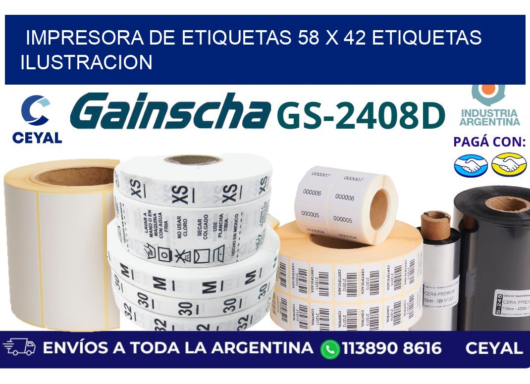 impresora de etiquetas 58 x 42 etiquetas ilustracion