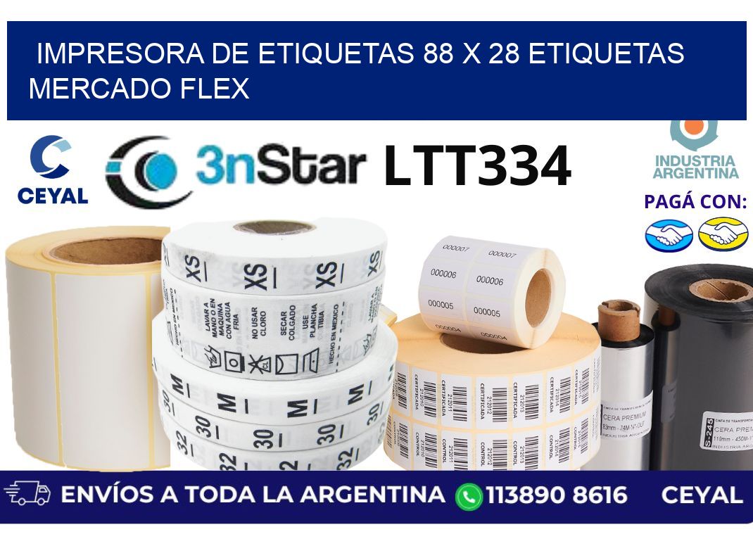 impresora de etiquetas 88 x 28 etiquetas mercado flex