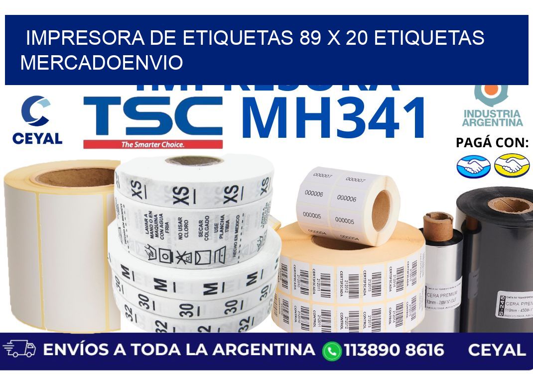 impresora de etiquetas 89 x 20 etiquetas mercadoenvio