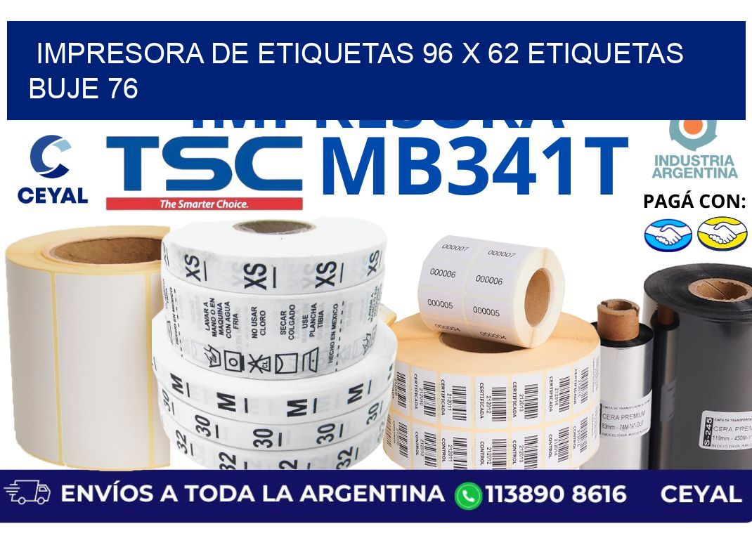 impresora de etiquetas 96 x 62 etiquetas buje 76