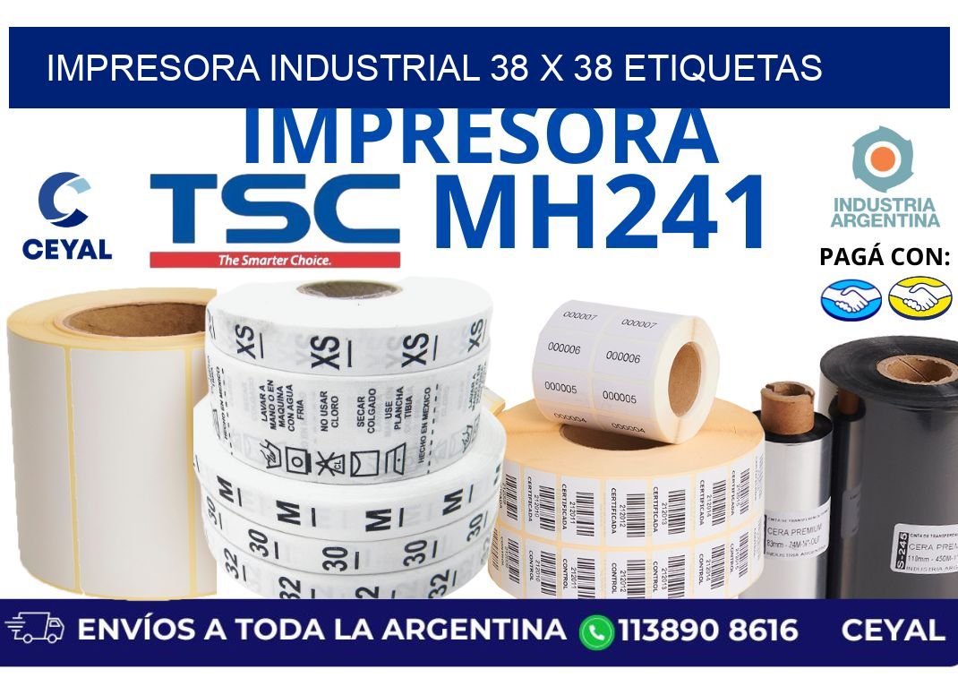 impresora industrial 38 x 38 etiquetas