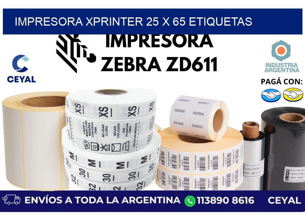 impresora xprinter 25 x 65 etiquetas