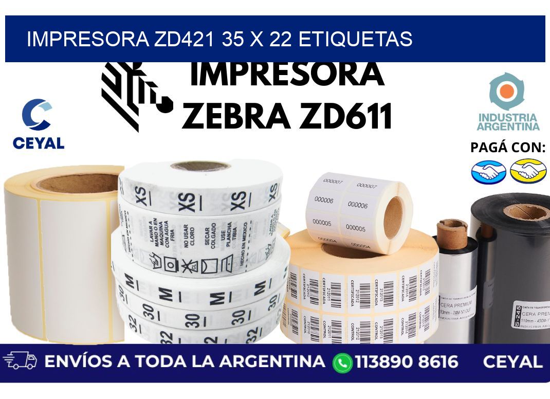 impresora zd421 35 x 22 etiquetas