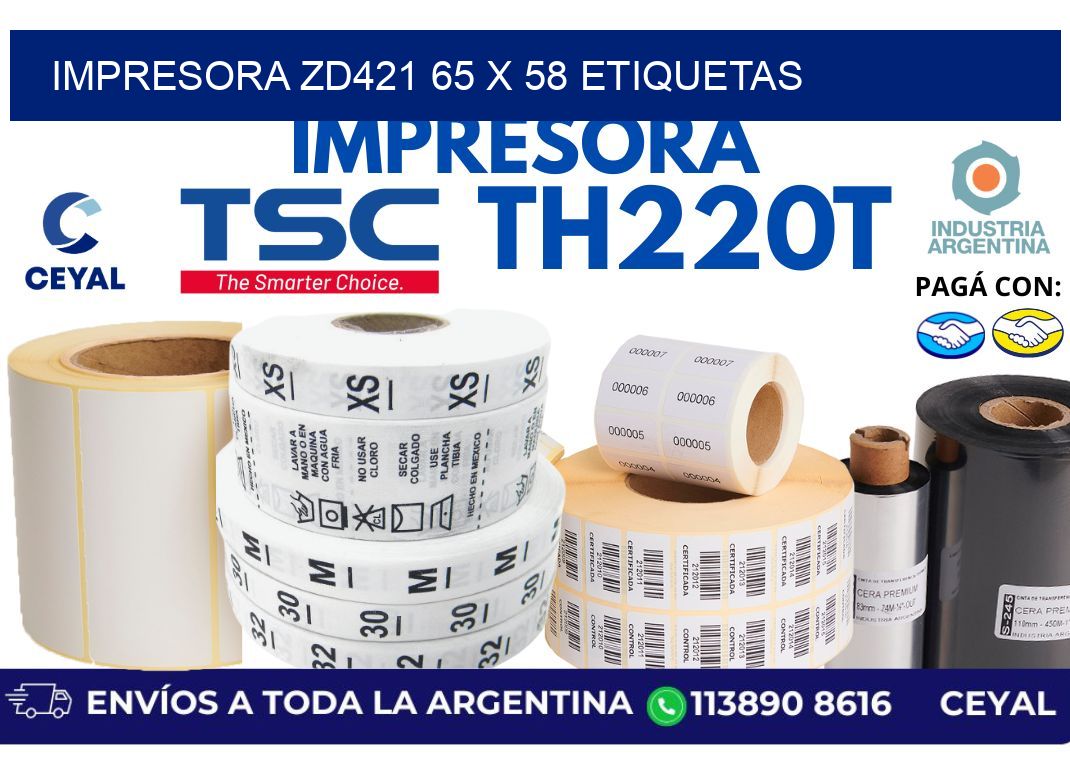 impresora zd421 65 x 58 etiquetas