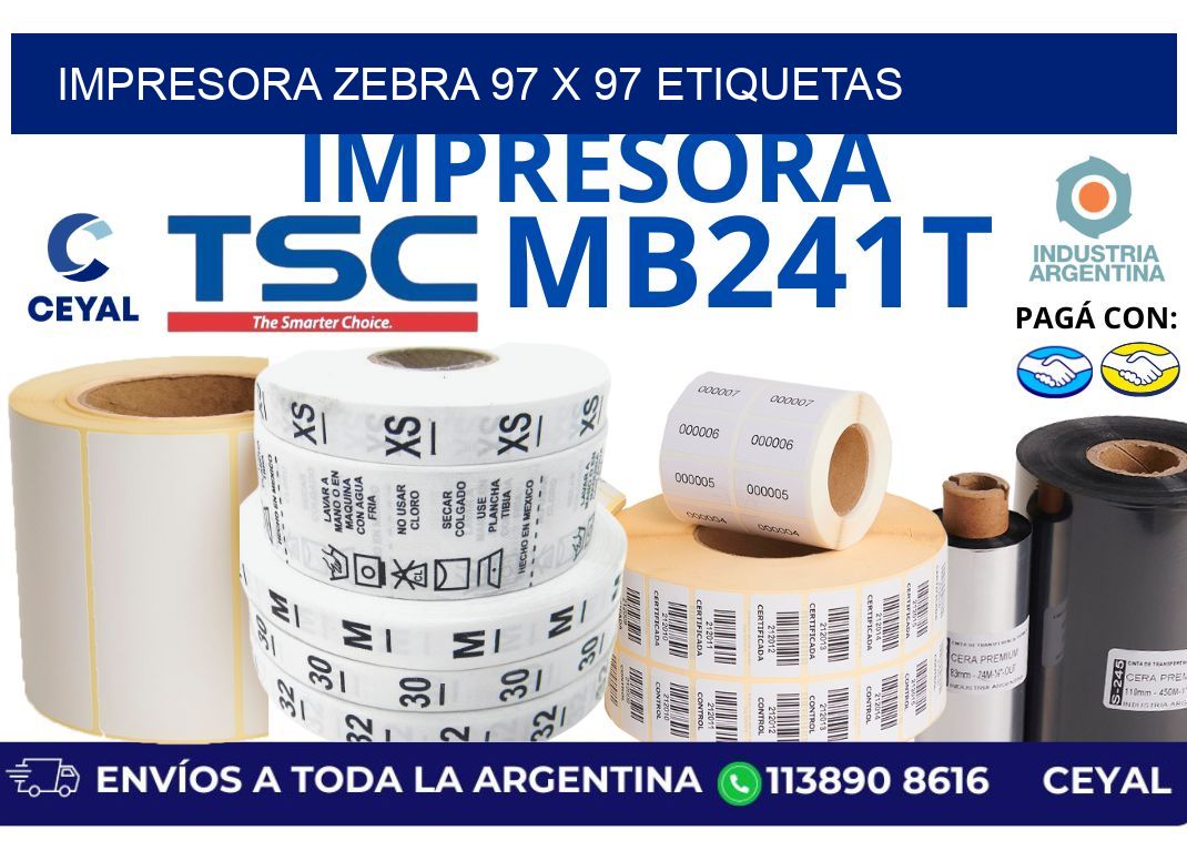 impresora zebra 97 x 97 etiquetas