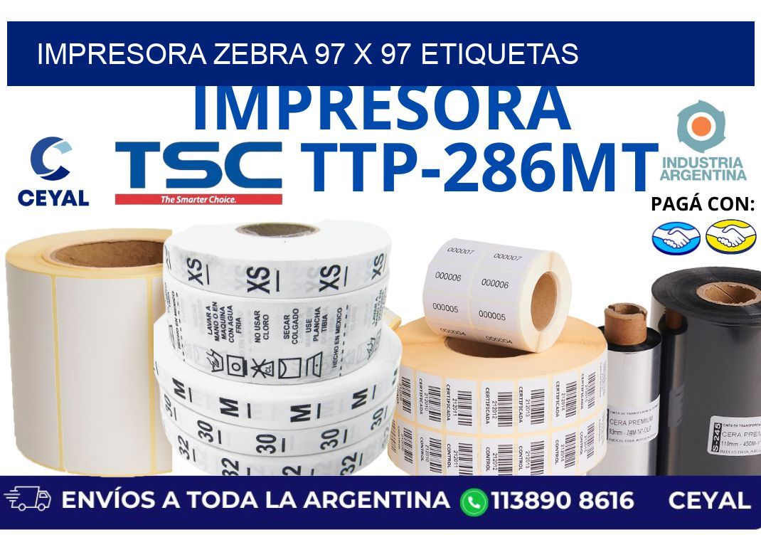 impresora zebra 97 x 97 etiquetas