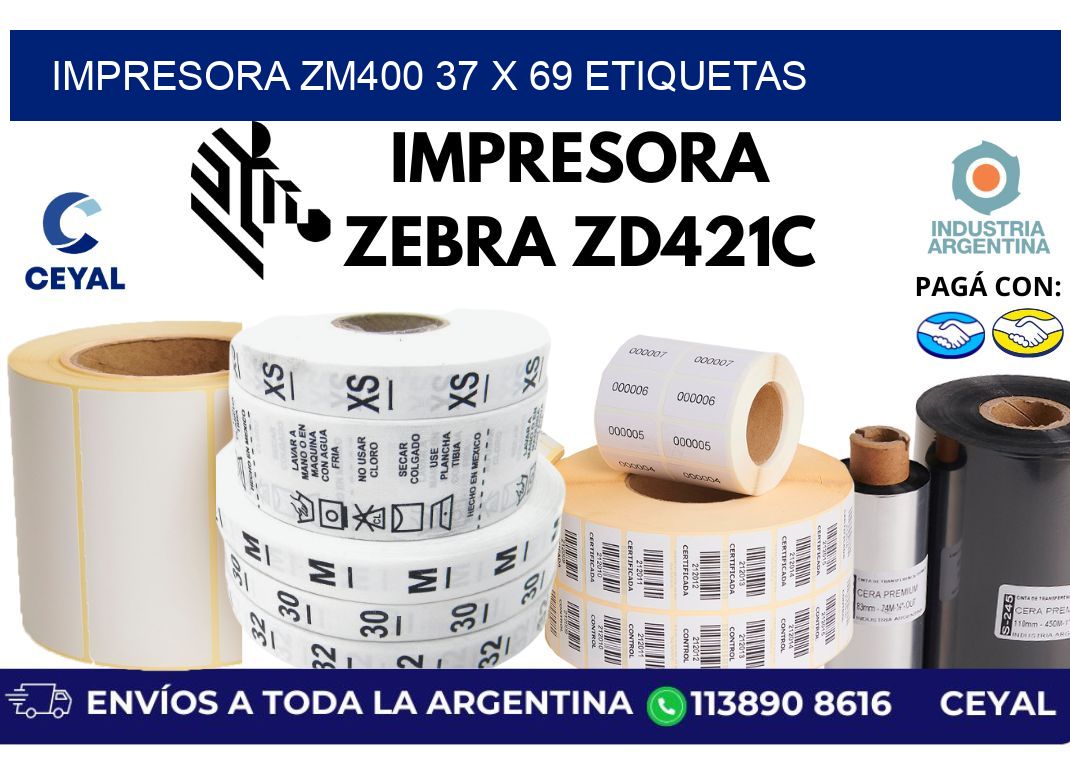 impresora zm400 37 x 69 etiquetas