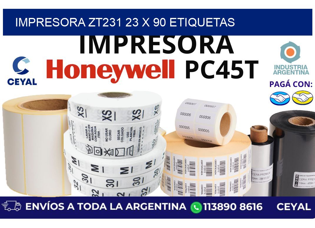 impresora zt231 23 x 90 etiquetas