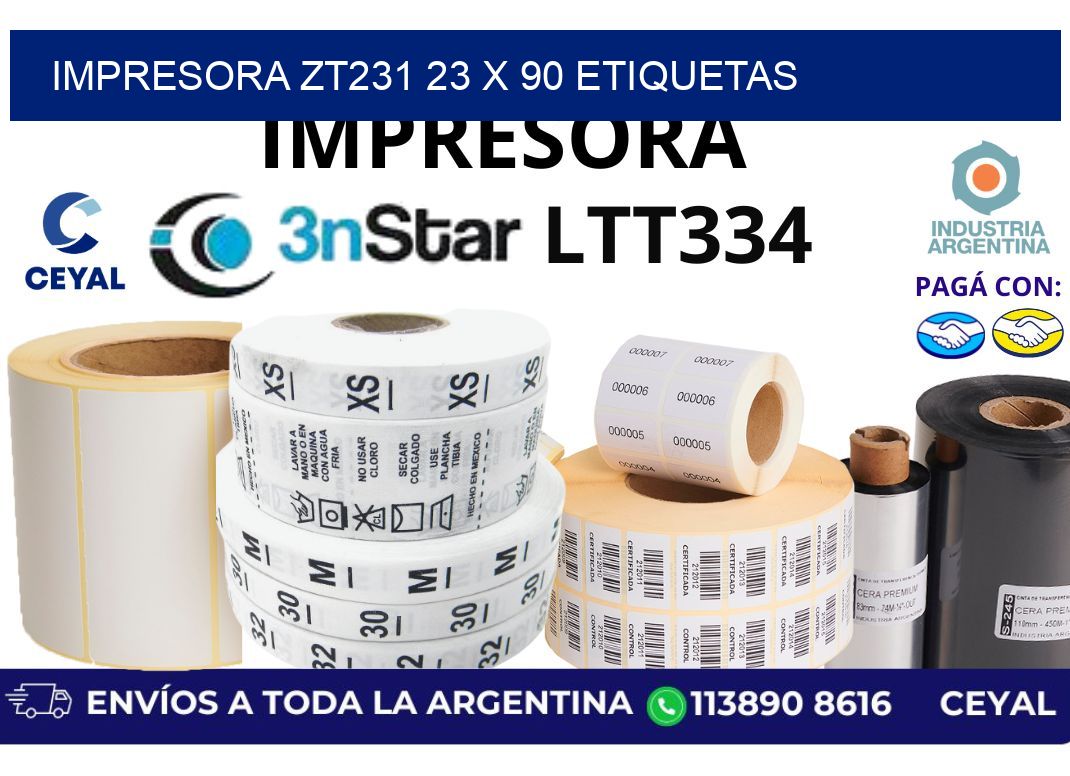 impresora zt231 23 x 90 etiquetas