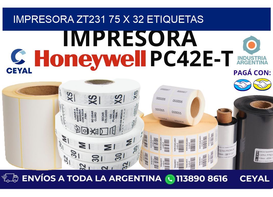 impresora zt231 75 x 32 etiquetas