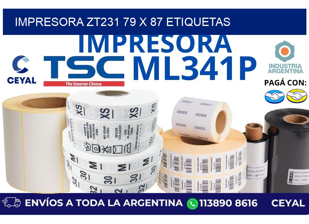 impresora zt231 79 x 87 etiquetas