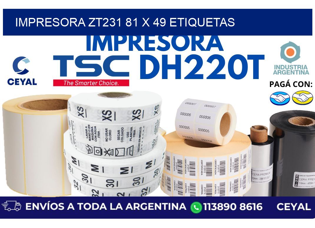 impresora zt231 81 x 49 etiquetas