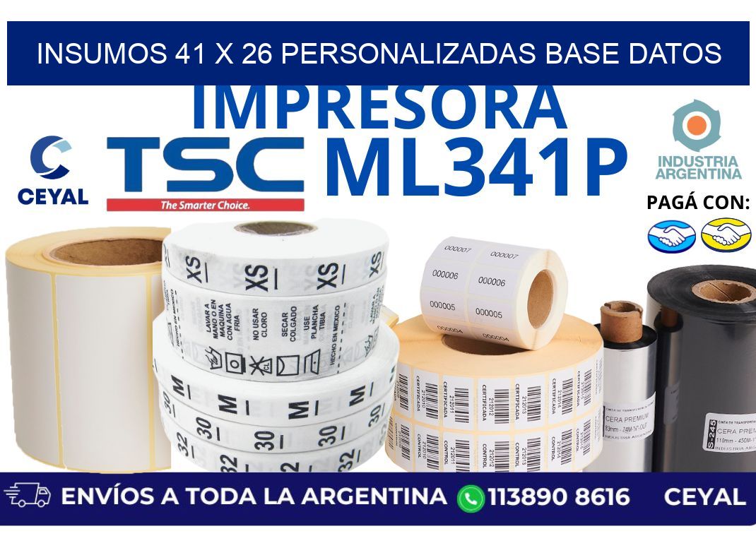 insumos 41 x 26 personalizadas base datos