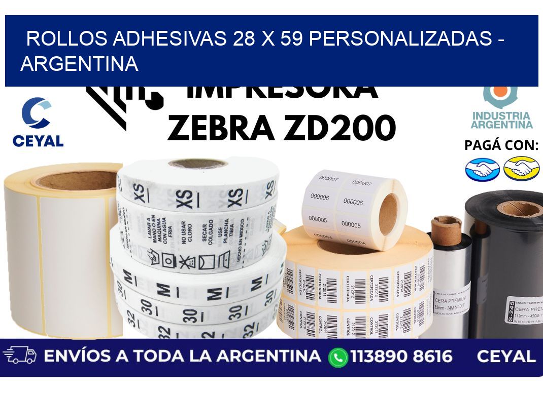 rollos adhesivas 28 x 59 personalizadas - Argentina