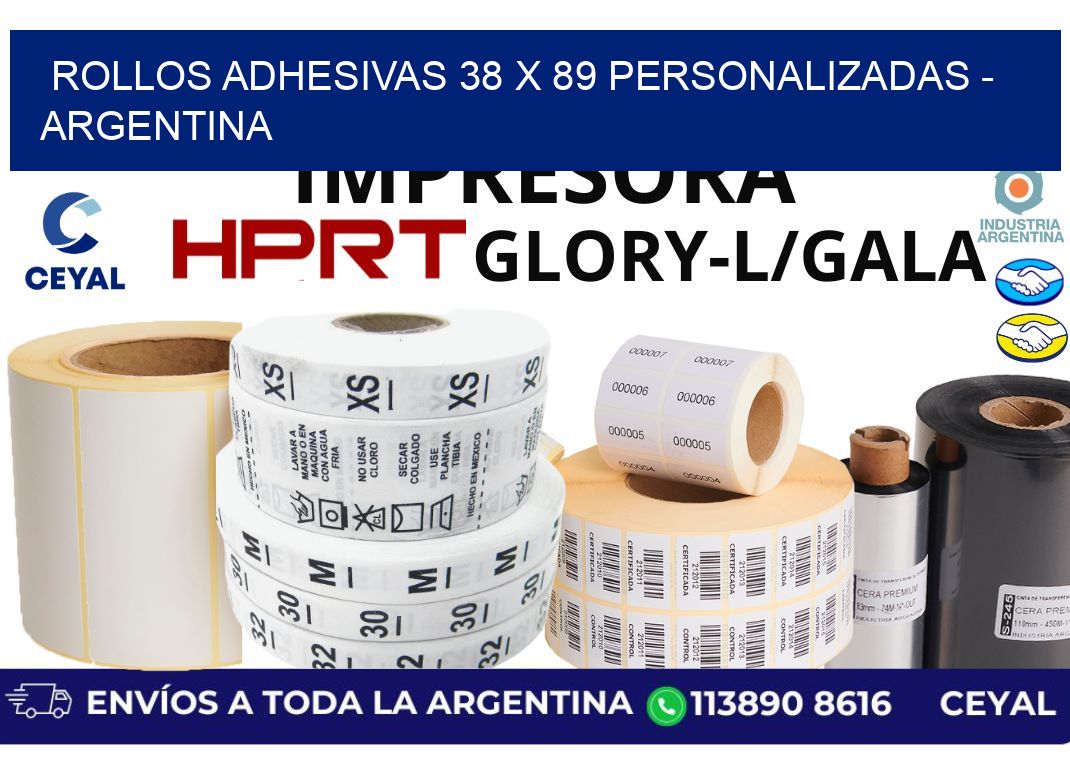 rollos adhesivas 38 x 89 personalizadas - Argentina
