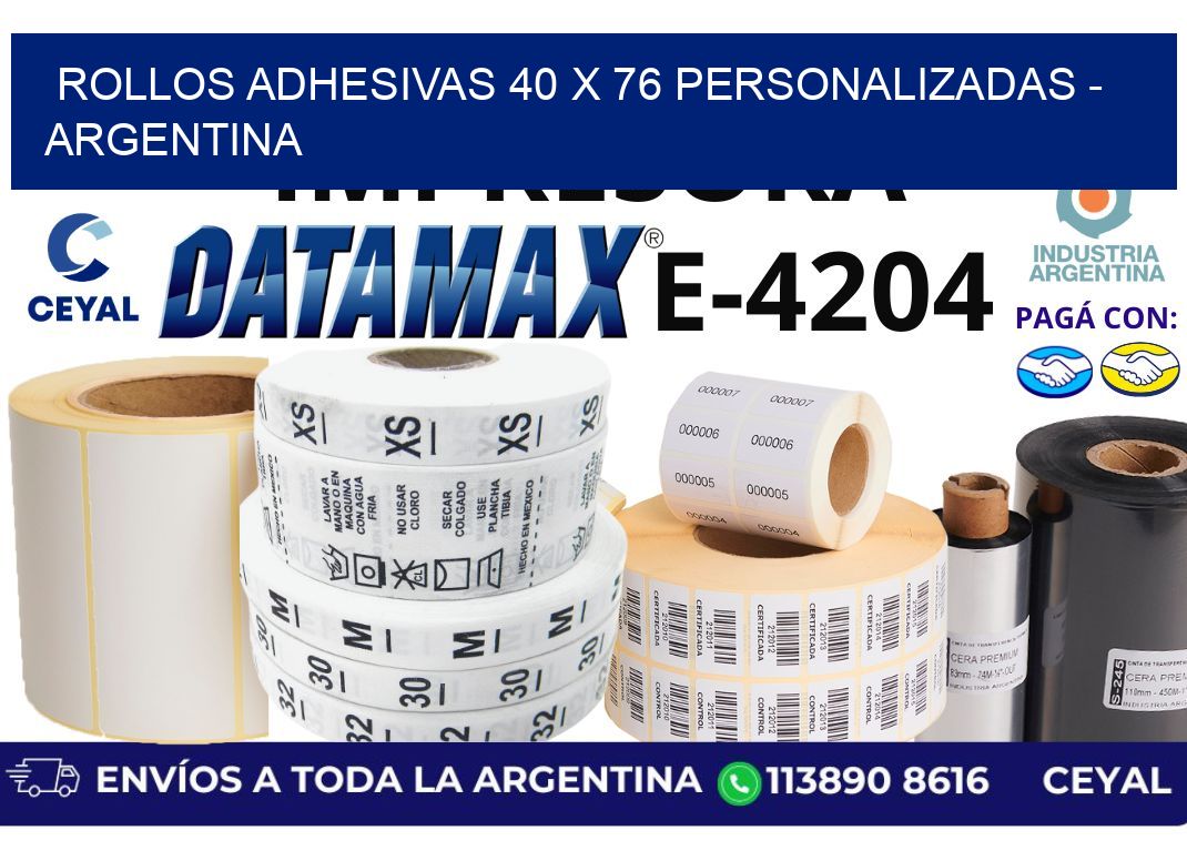 rollos adhesivas 40 x 76 personalizadas - Argentina