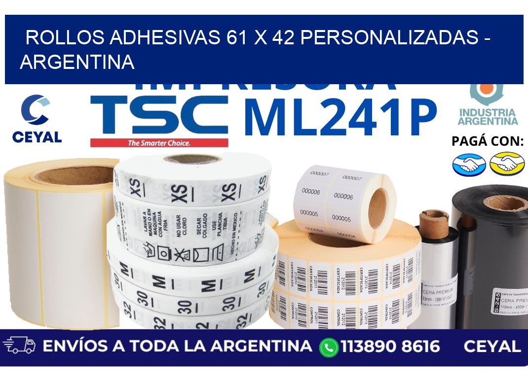 rollos adhesivas 61 x 42 personalizadas - Argentina