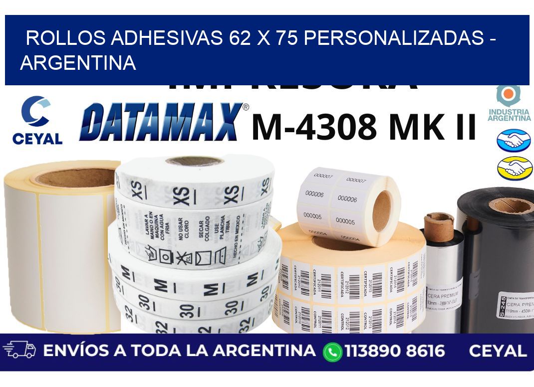 rollos adhesivas 62 x 75 personalizadas - Argentina