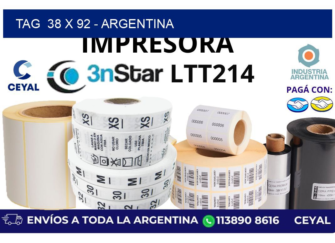 tag  38 x 92 - Argentina