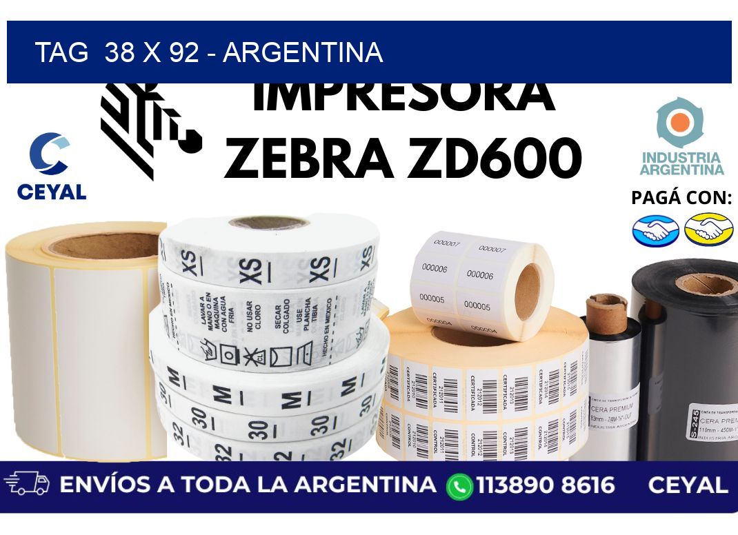 tag  38 x 92 - Argentina