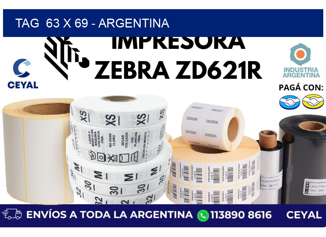tag  63 x 69 - Argentina