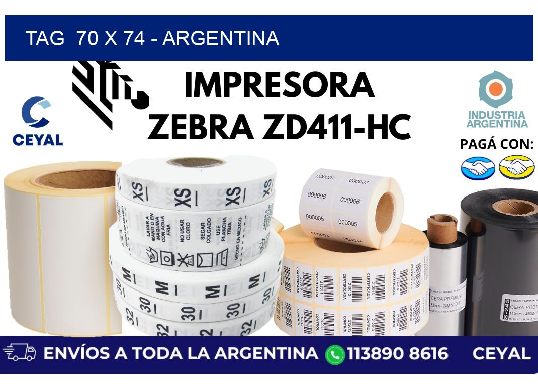tag  70 x 74 - Argentina