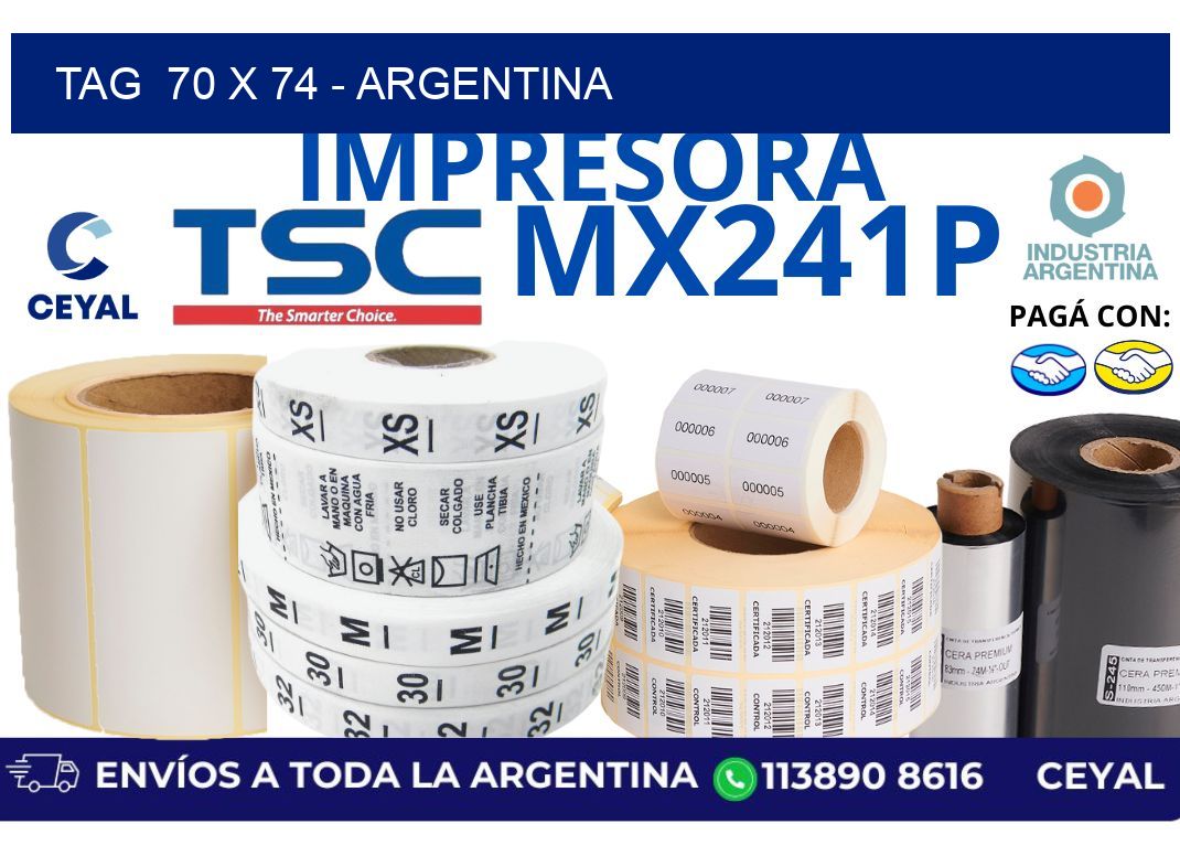 tag  70 x 74 - Argentina