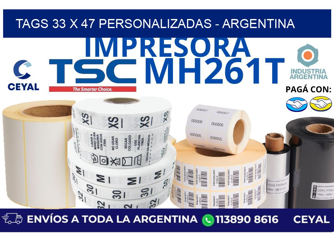 tags 33 x 47 personalizadas - Argentina