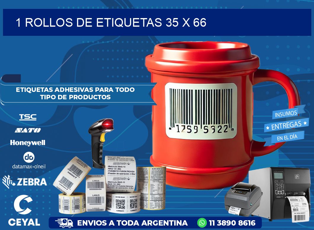 1 ROLLOS DE ETIQUETAS 35 x 66