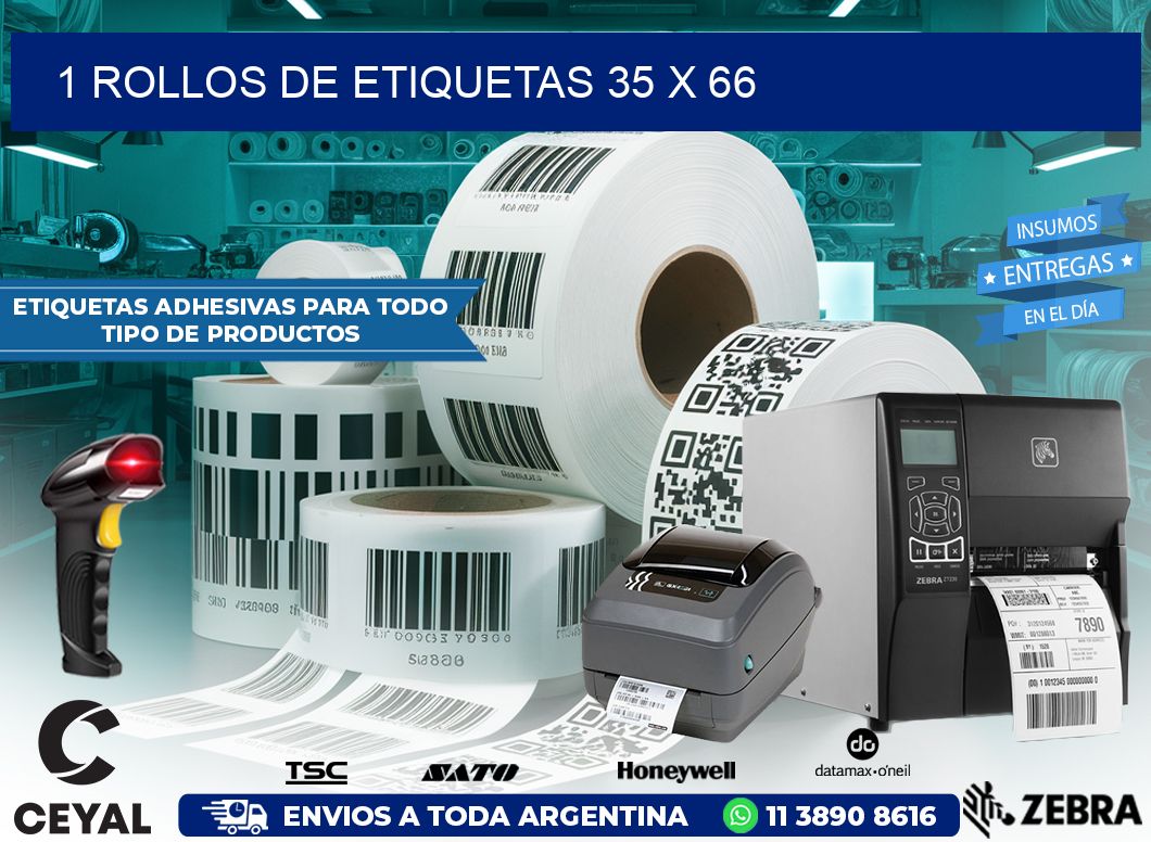 1 ROLLOS DE ETIQUETAS 35 x 66