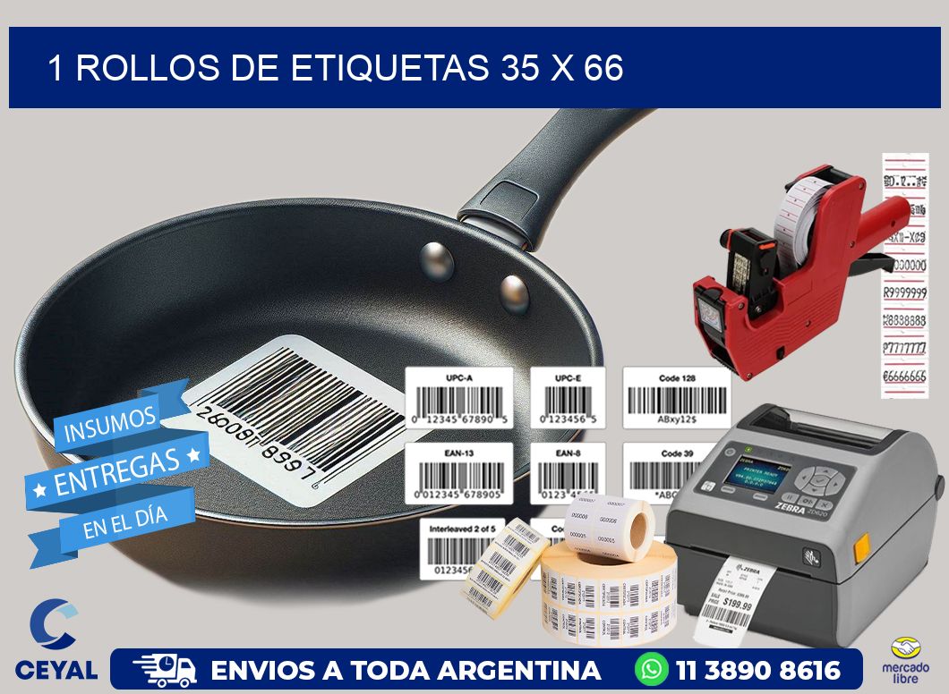 1 ROLLOS DE ETIQUETAS 35 x 66