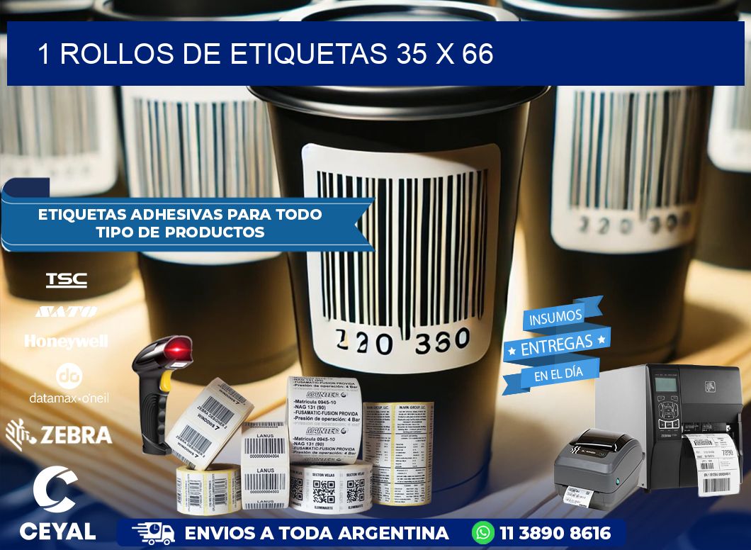 1 ROLLOS DE ETIQUETAS 35 x 66