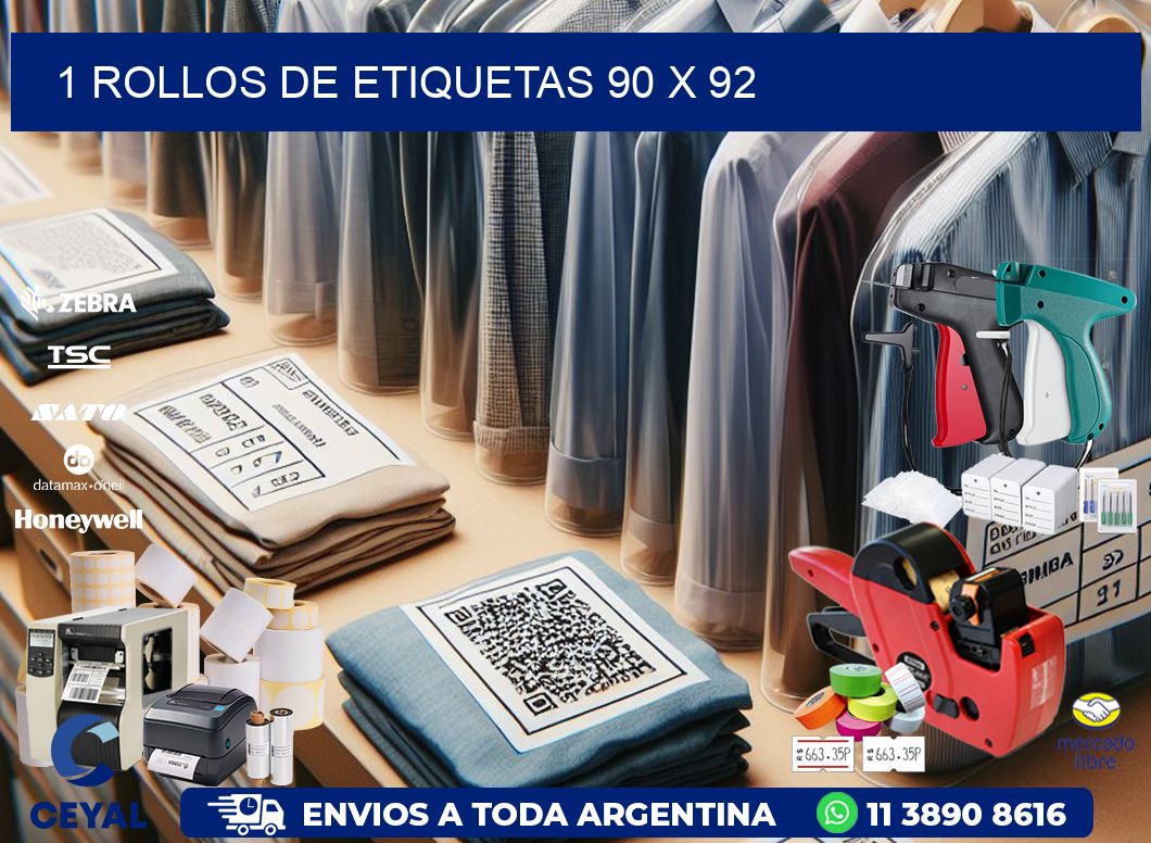 1 ROLLOS DE ETIQUETAS 90 x 92