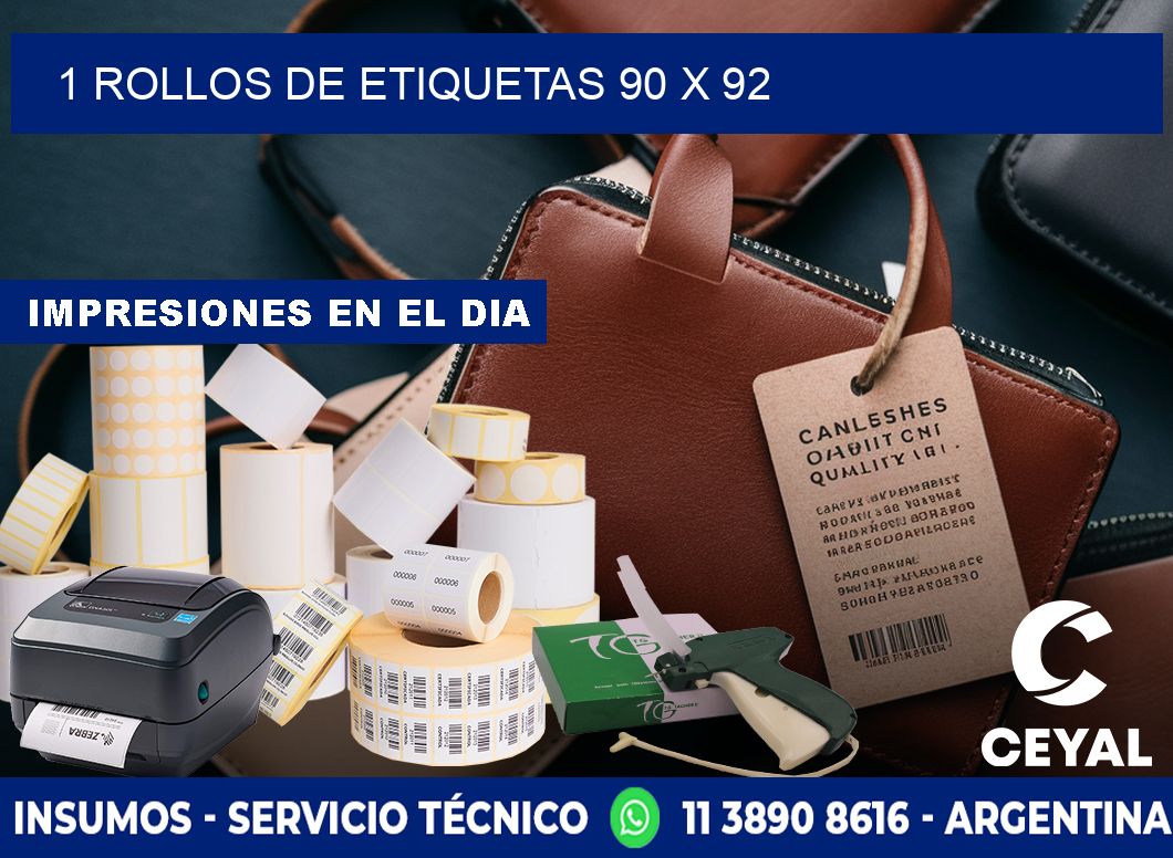 1 ROLLOS DE ETIQUETAS 90 x 92