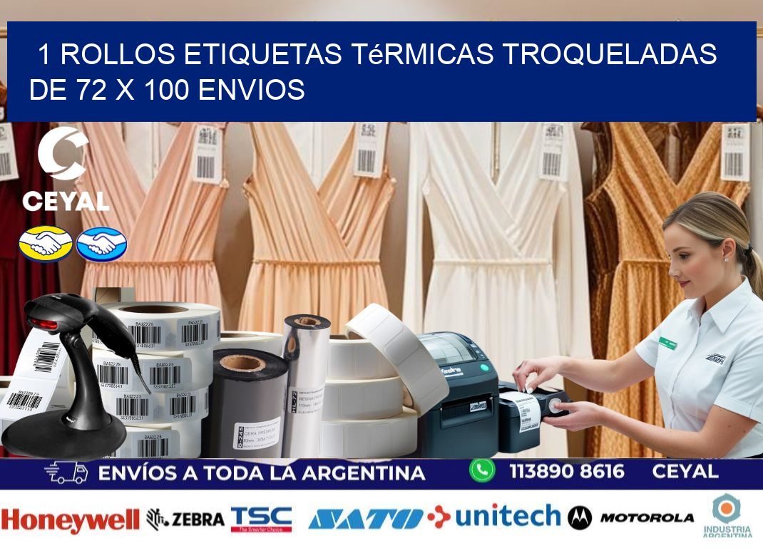 1 Rollos Etiquetas Térmicas Troqueladas De 72 x 100 ENVIOS