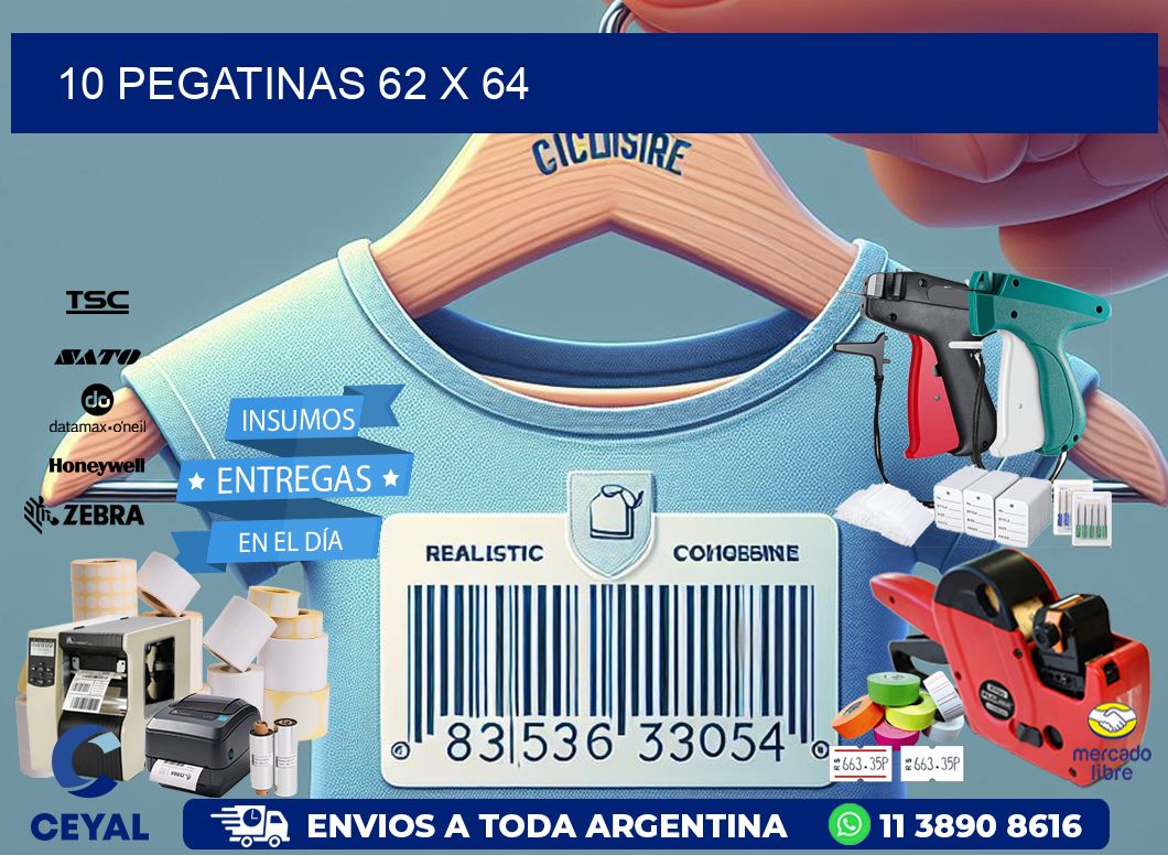10 PEGATINAS 62 x 64