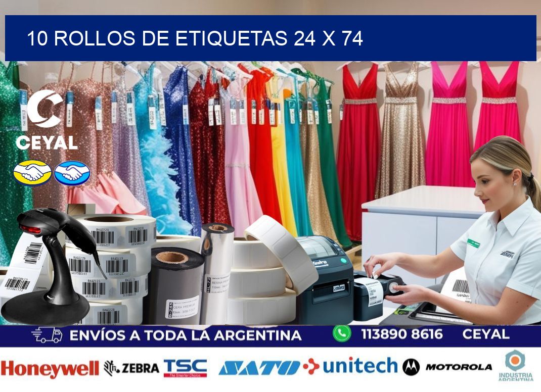 10 ROLLOS DE ETIQUETAS 24 x 74
