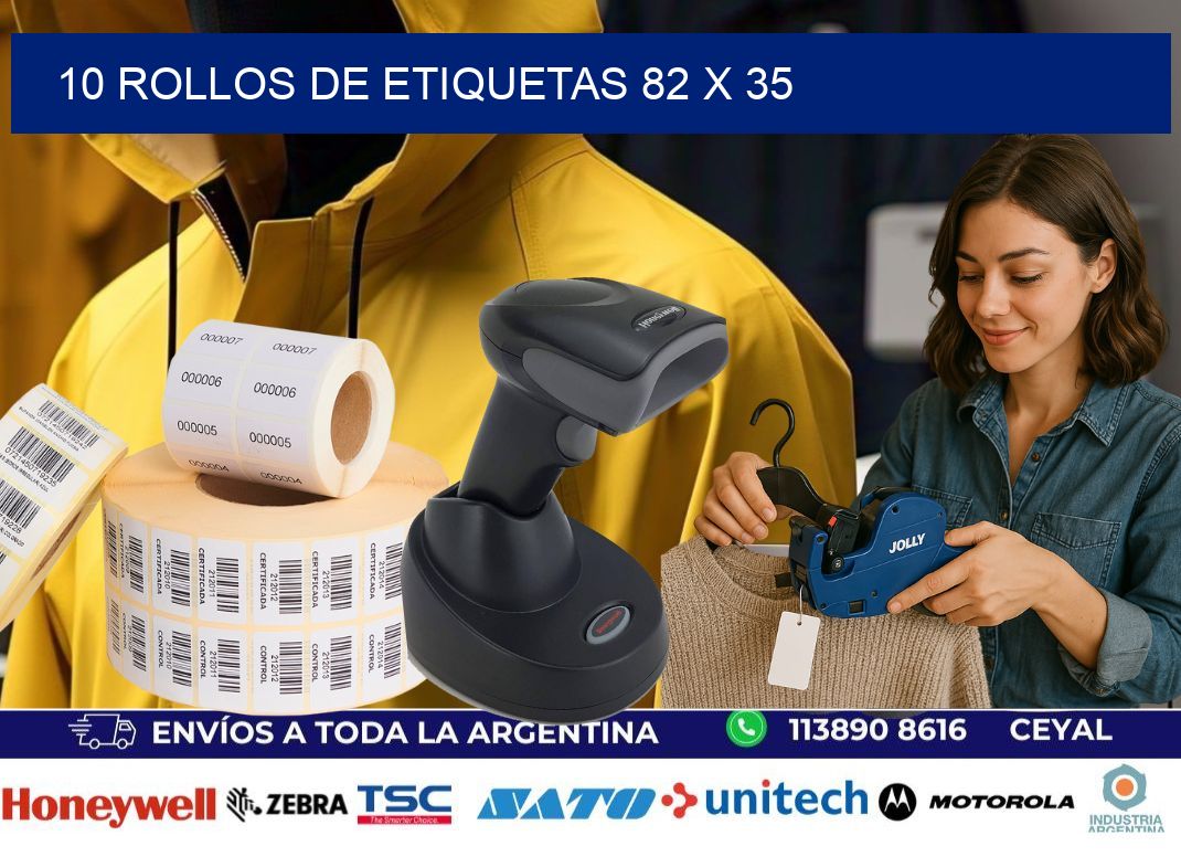 10 ROLLOS DE ETIQUETAS 82 x 35